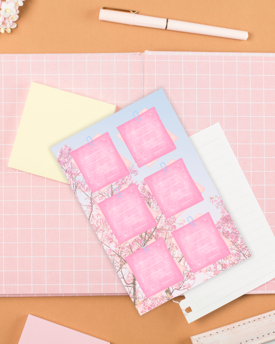 Pinkish Sakura Big Notepad Aesthetic Cute Stationery Gift