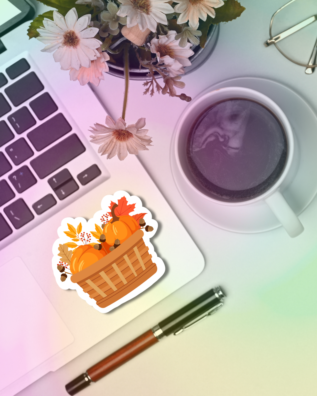 Pumpkin Basket Vinyl Sticker