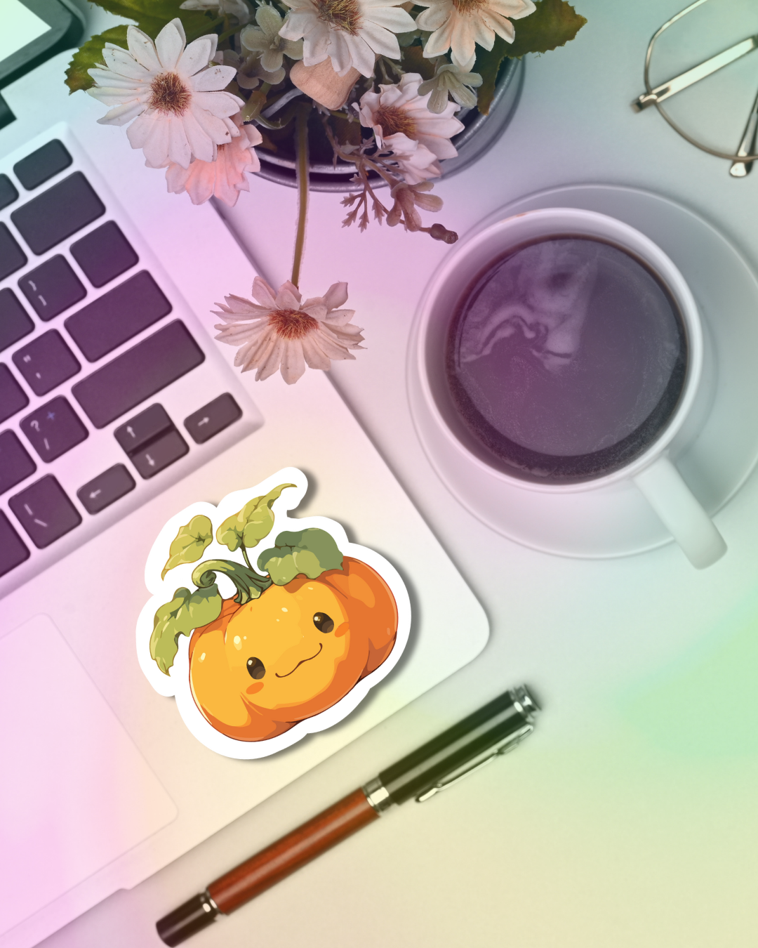 Pumpkin Smiley Vinyl Sticker