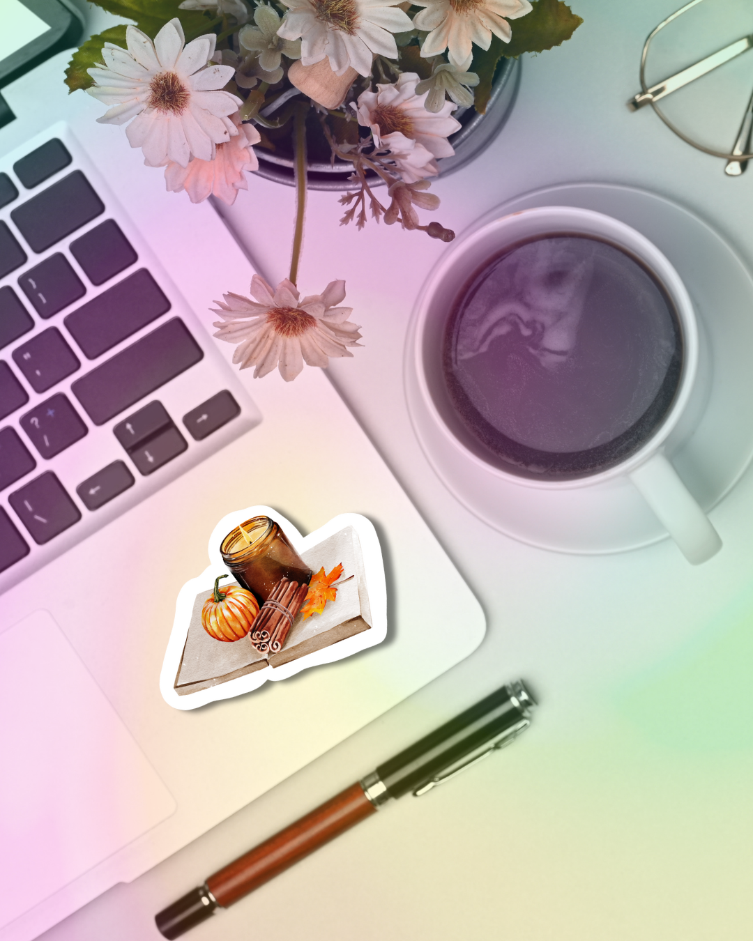 Pumpkin & Candles Vinyl Sticker