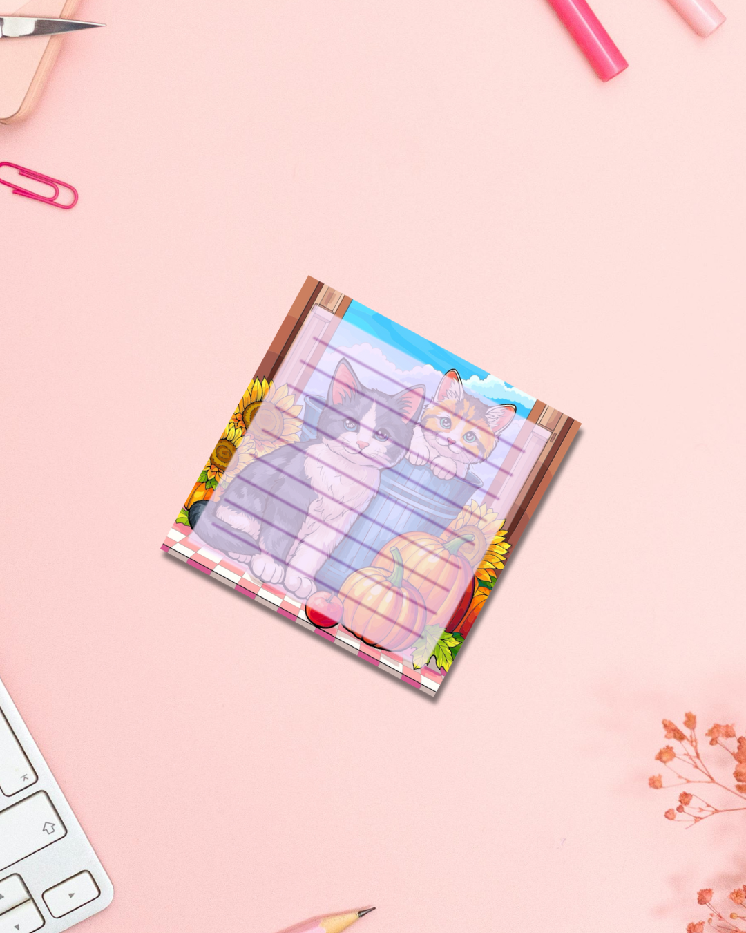 Pumpkin Cats Notepad Aesthetic Cute Stationery Gift