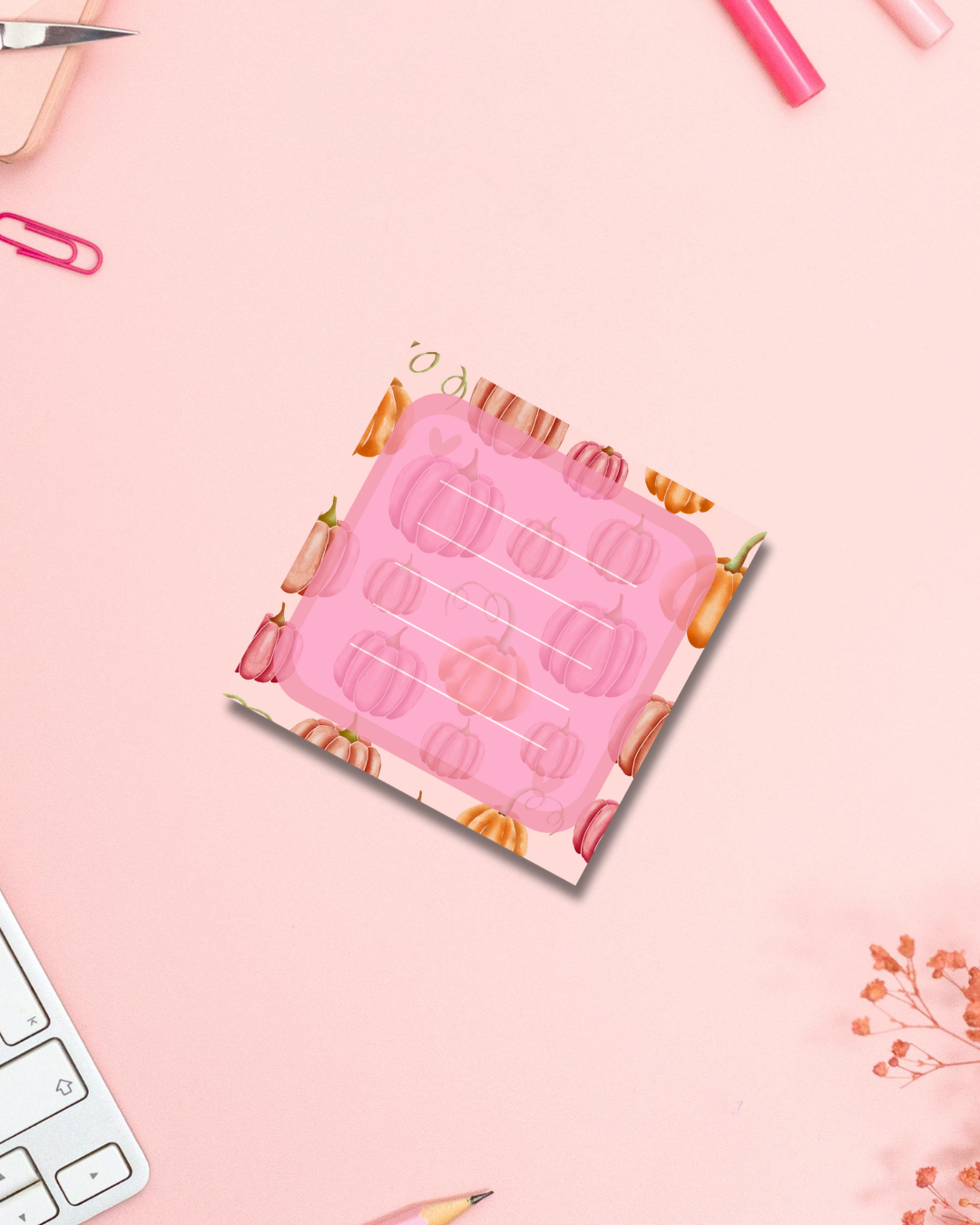Pumpkin In Pink Notepad Kawaii Art Aesthetic Cute Gift
