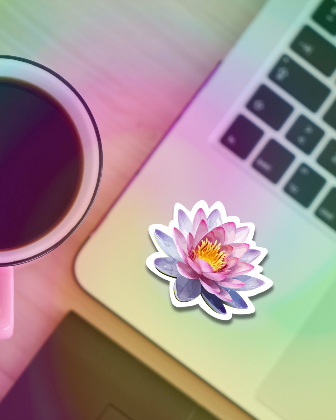 Pink-Fushia Lotus Vinyl Sticker