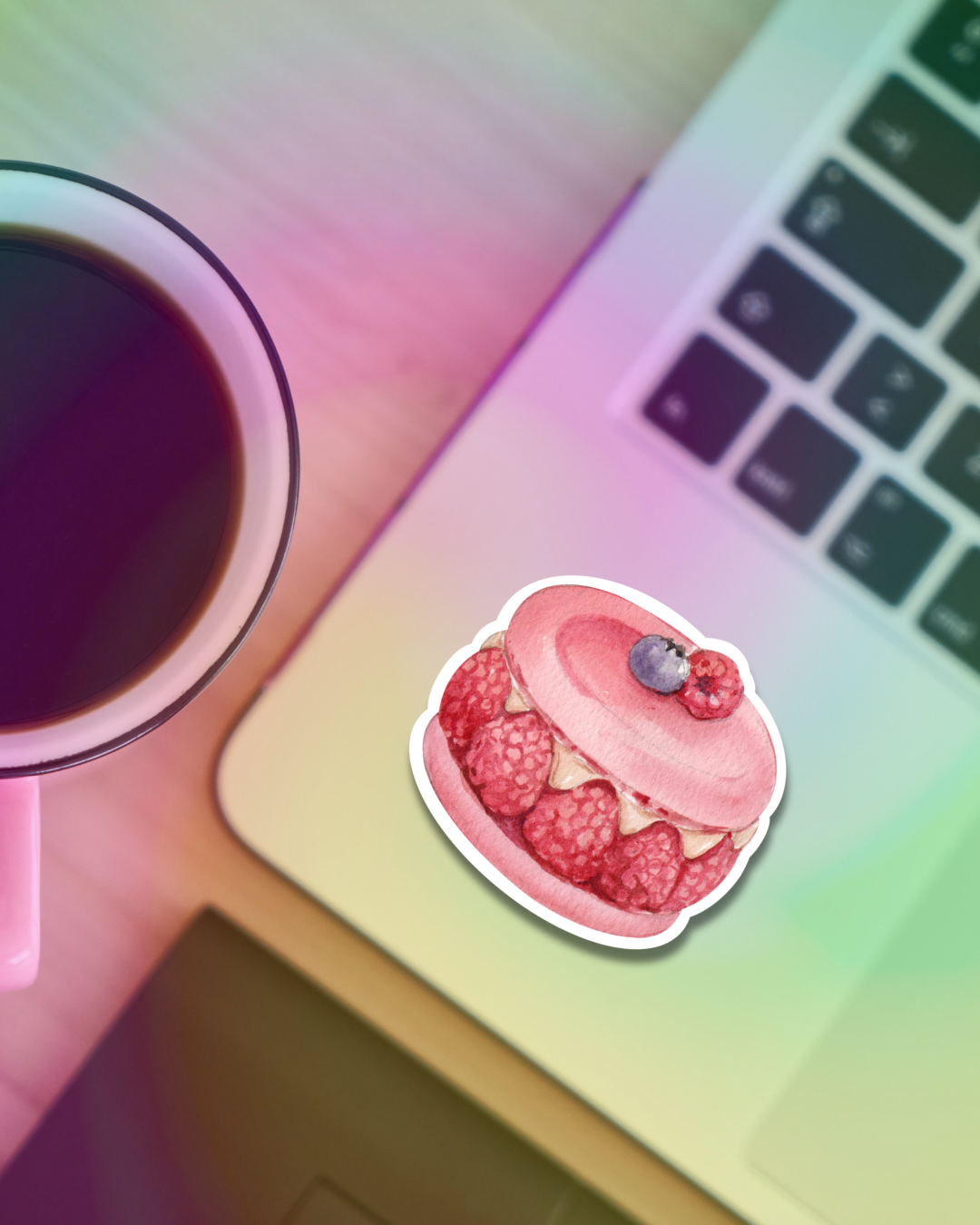 Raspberry Macaron Vinyl Sticker