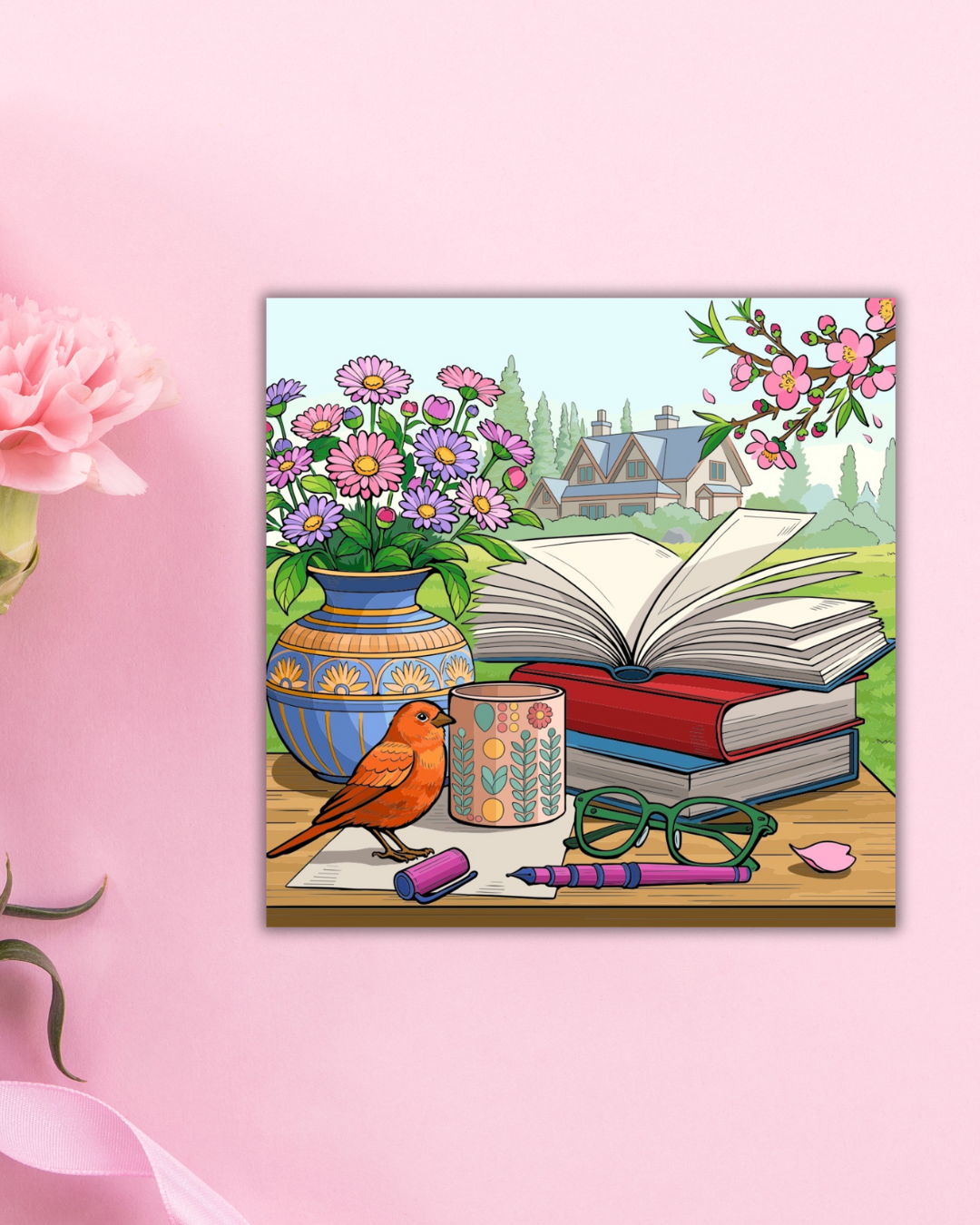 Reading in The Woods Art Print Aesthetic Gift Decor