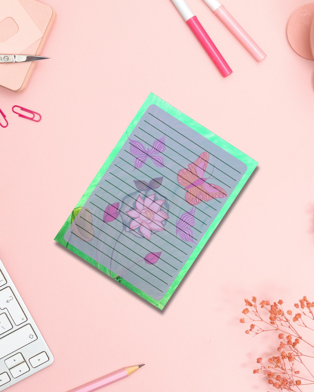 Rose Lotus Blooming Notepad Aesthetic Cute Stationery Gift