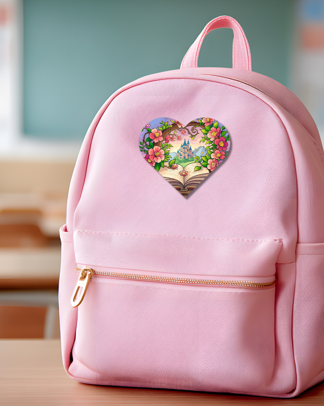 Sakura Reading Wonderland Heart Button Pin