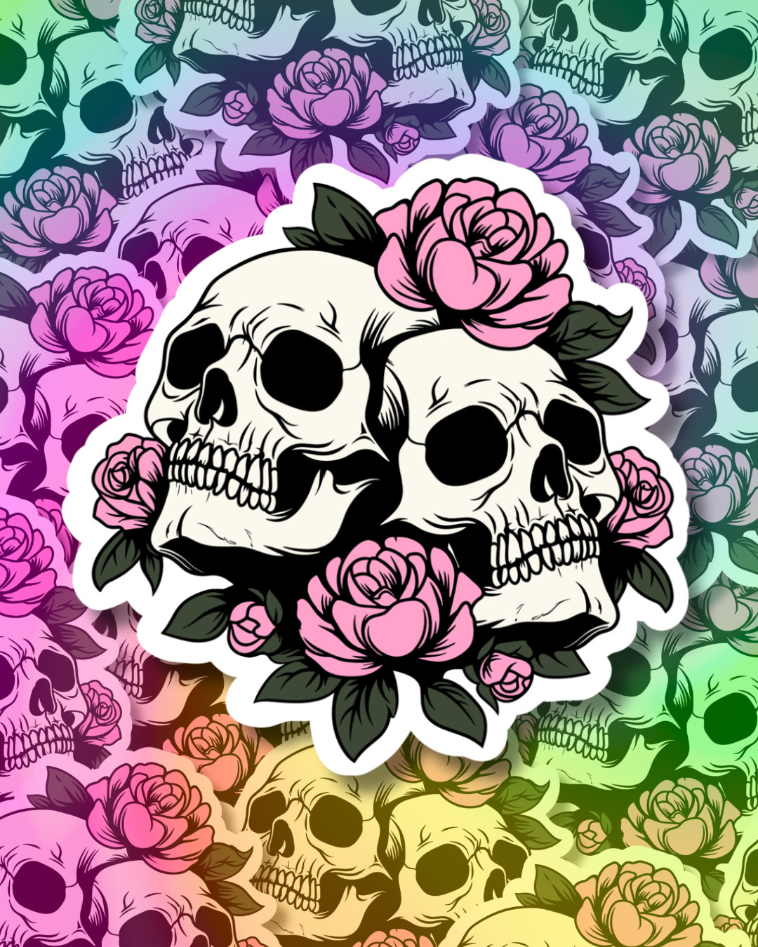 Skull of Roses Vinyl Sticker
