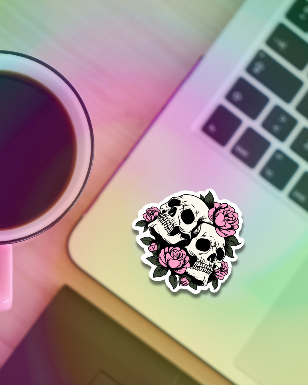 Skull of Roses Vinyl Sticker
