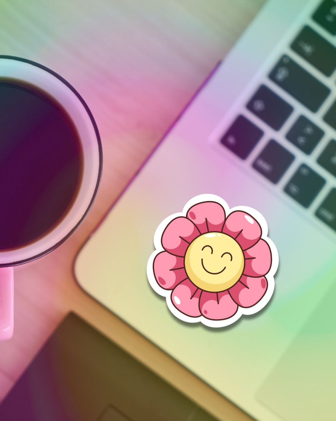Smiley Daisy Vinyl Sticker