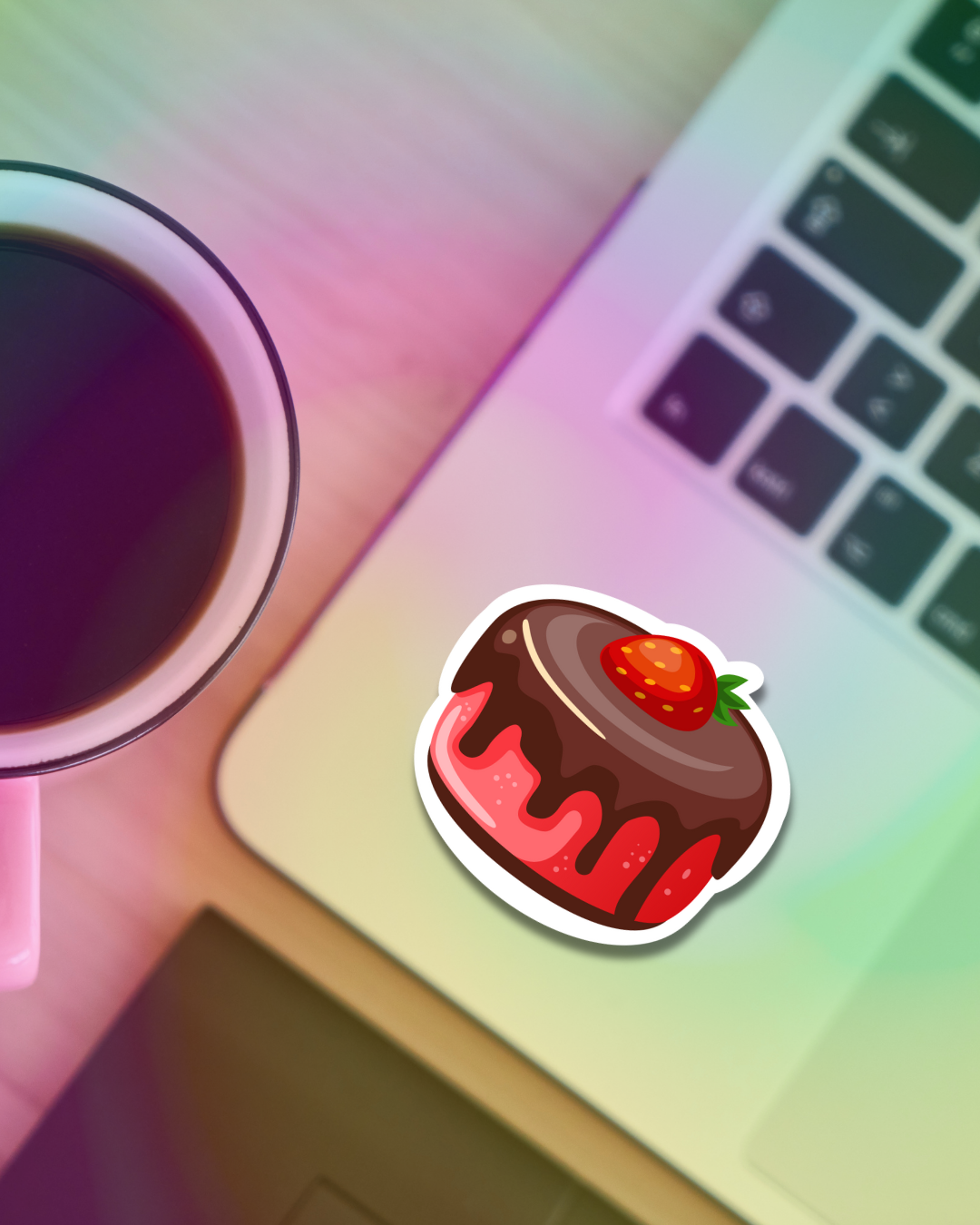 Strawberry-Chocolate Cake Vinyl Sticker