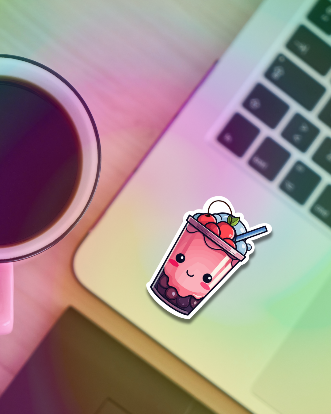 Strawberry Boba Vinyl Sticker