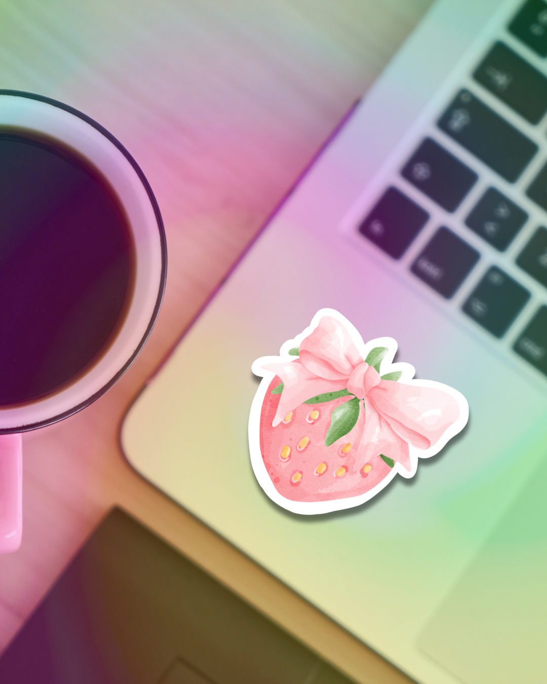 Strawberry Bow Vinyl Sticker