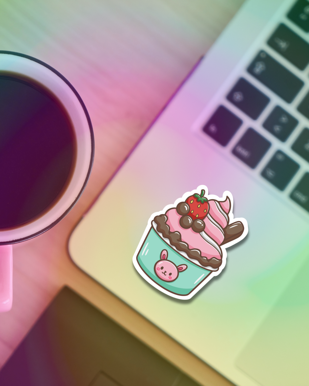 Strawberry Chocolate Ice Cream Vinyl Sticker