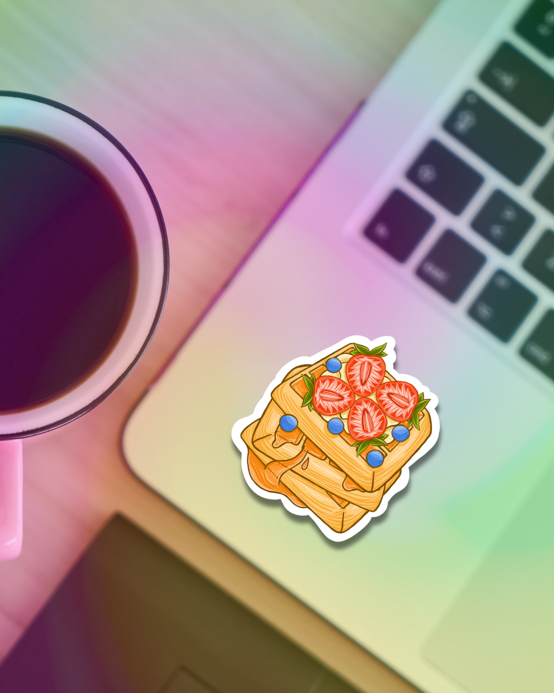 Strawberry Cream Waffles Vinyl Sticker