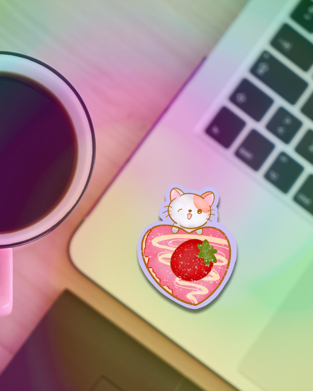 Strawberry Cat Vinyl Sticker