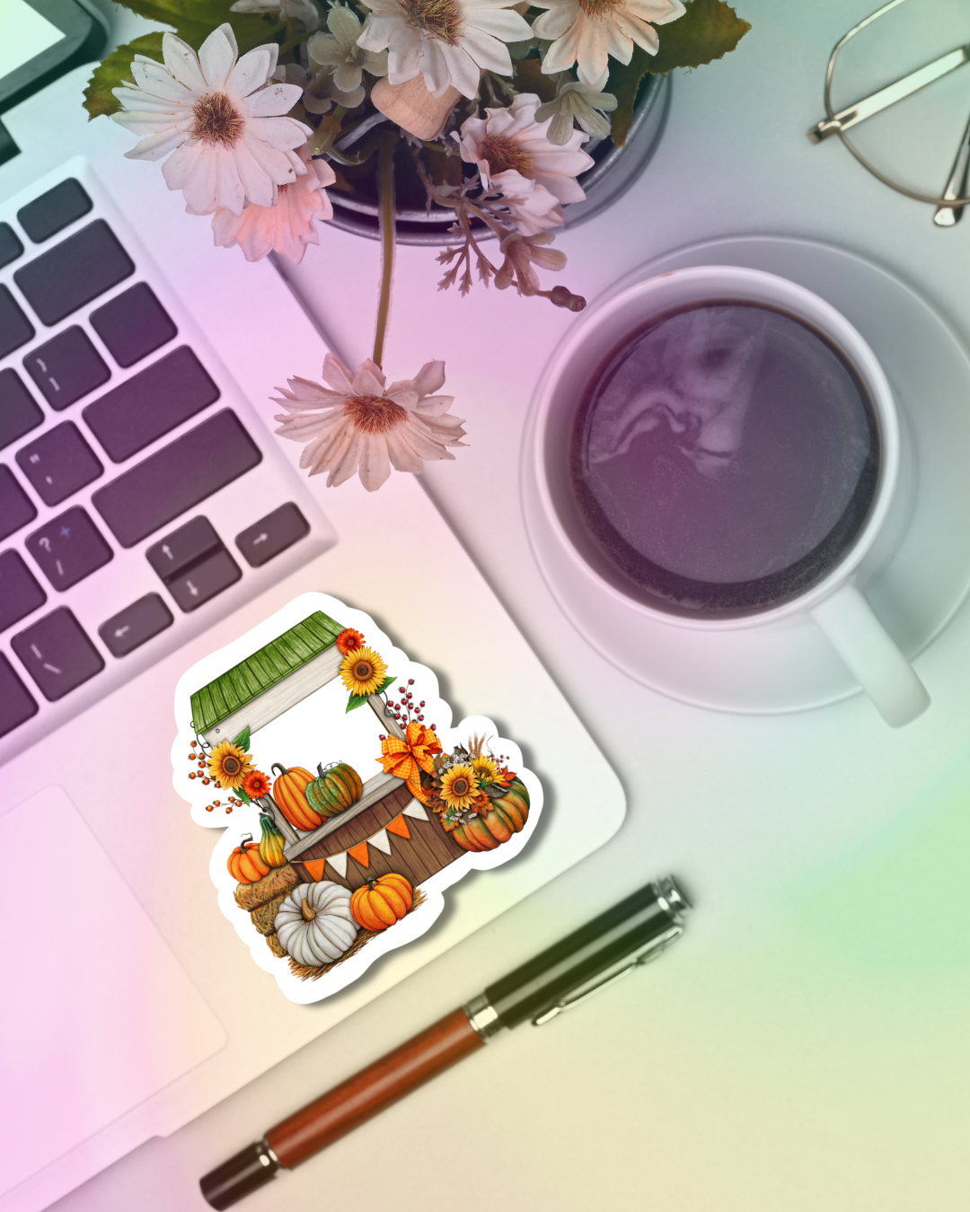 Sunflower Pumpkin Stand Vinyl Sticker