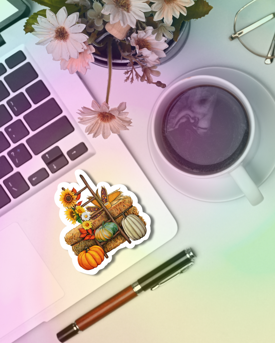 Sunflower Pumpkins Vinyl Sticker