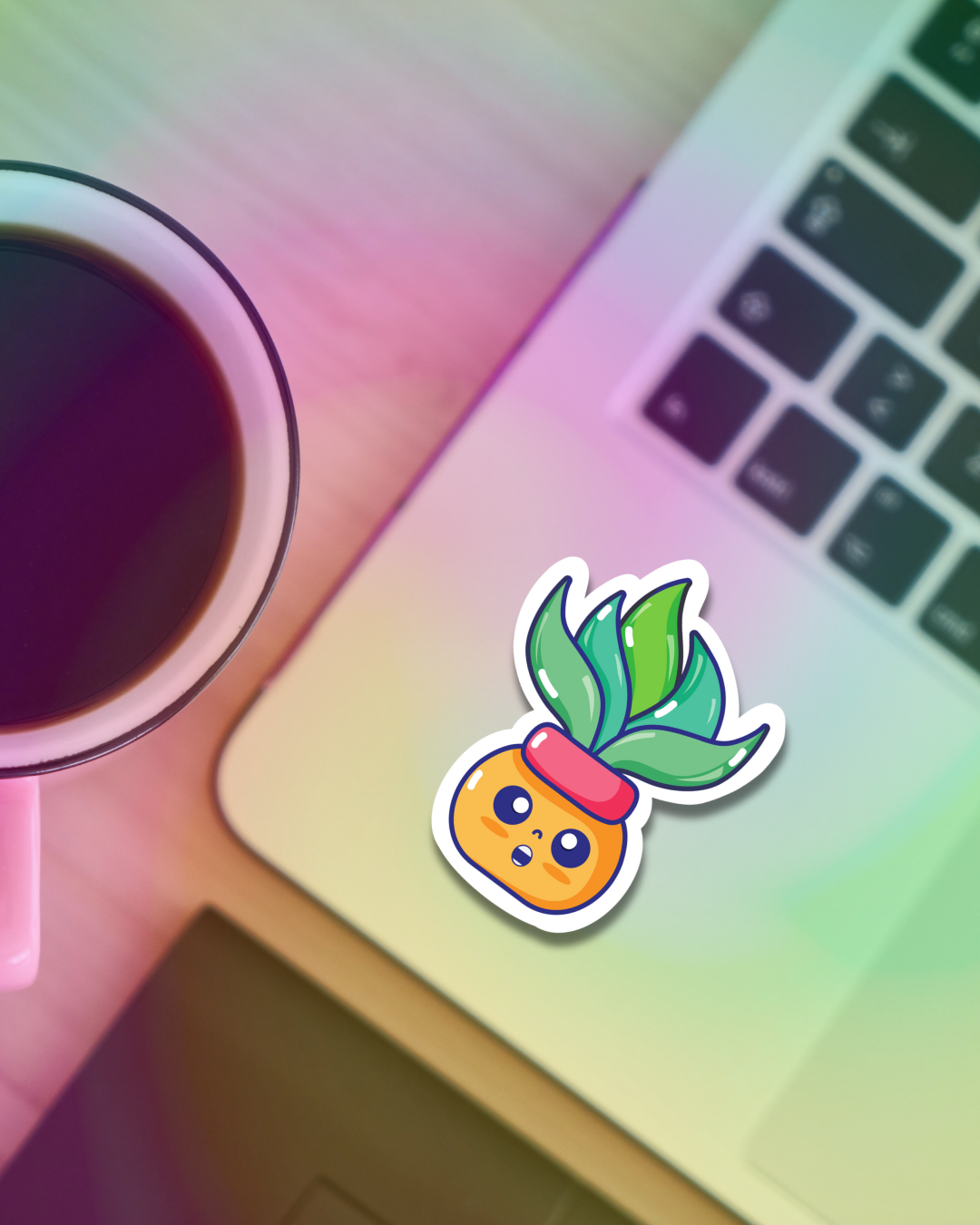 Surprised Succulent Vinyl Sticker