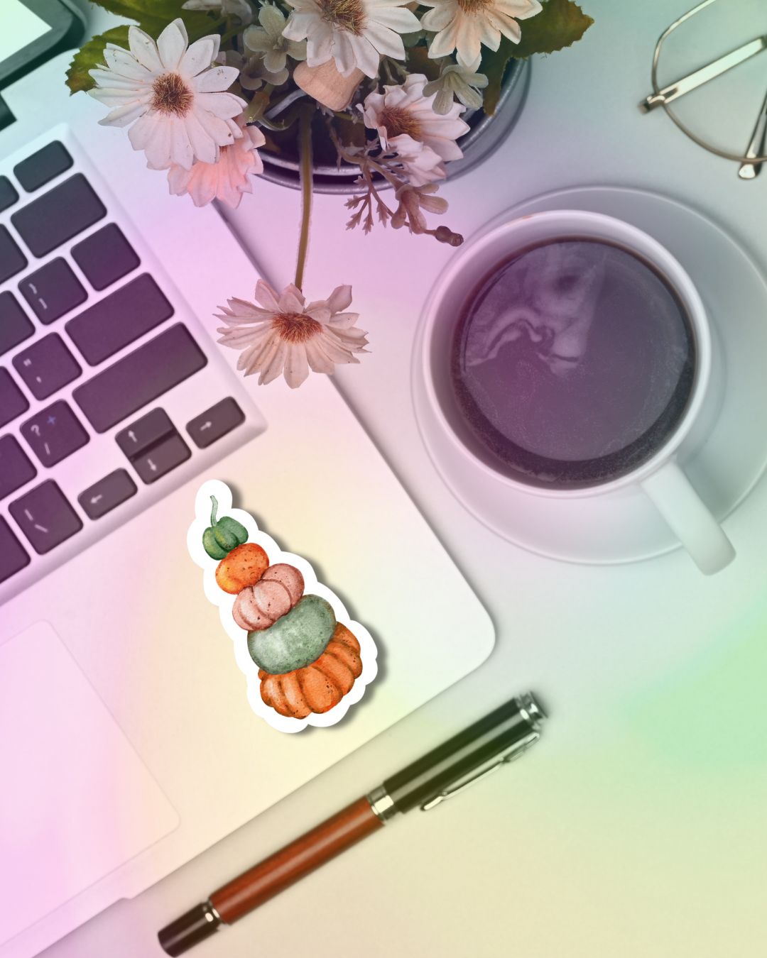 Tall Pumpkin Stack Vinyl Sticker