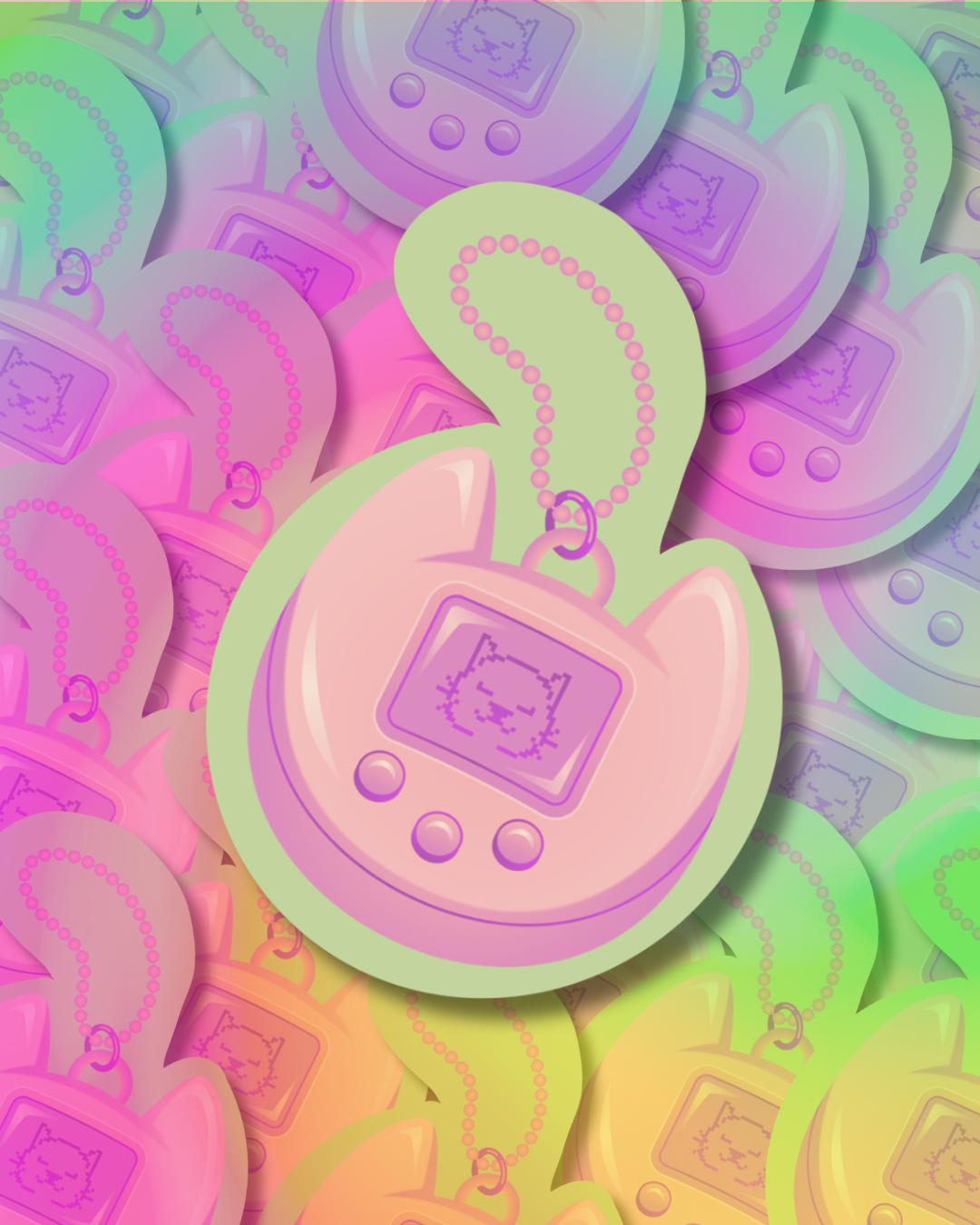 Tamagotchi Cat Vinyl Sticker
