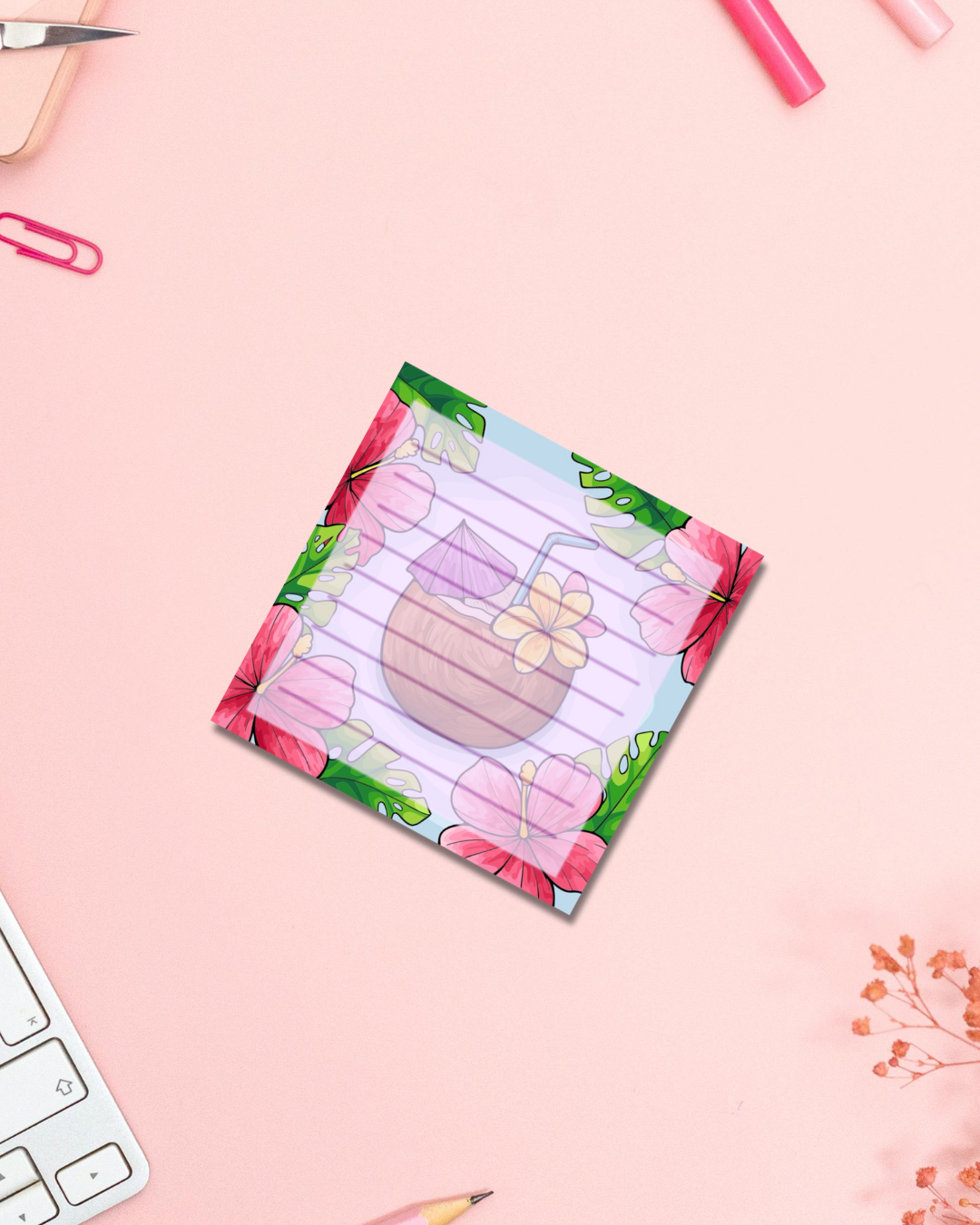 Tropical Coconut Notepad Aesthetic Cute Stationery Gift