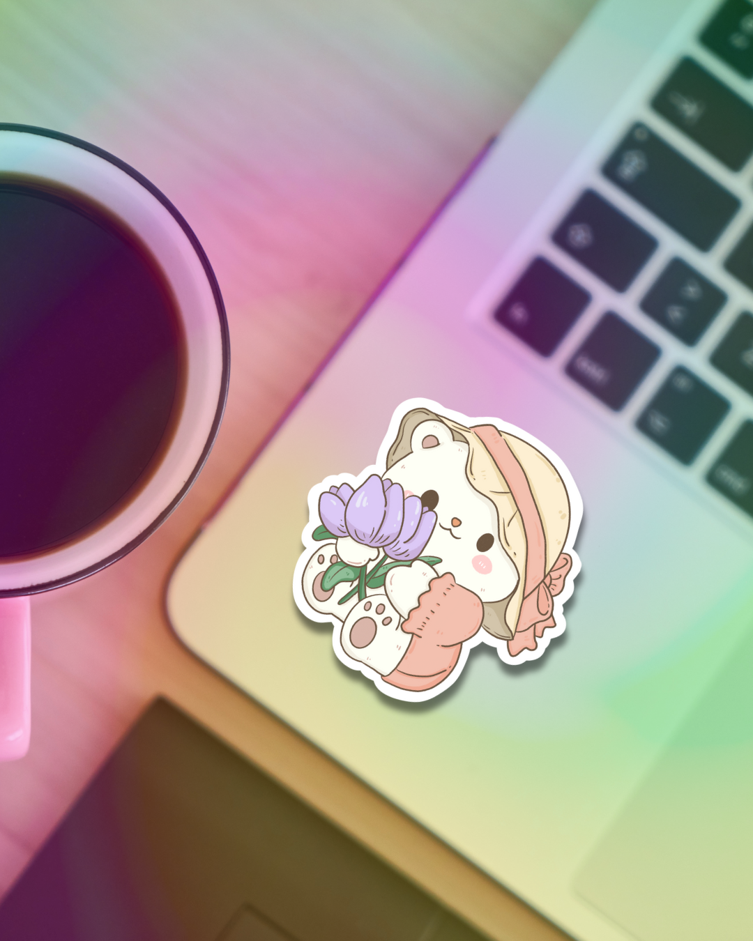 Tulip Cat Vinyl Sticker