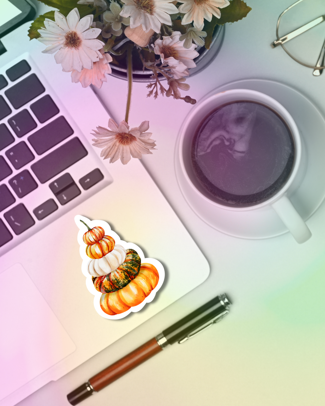 Warm Pumpkin Stack Vinyl Sticker