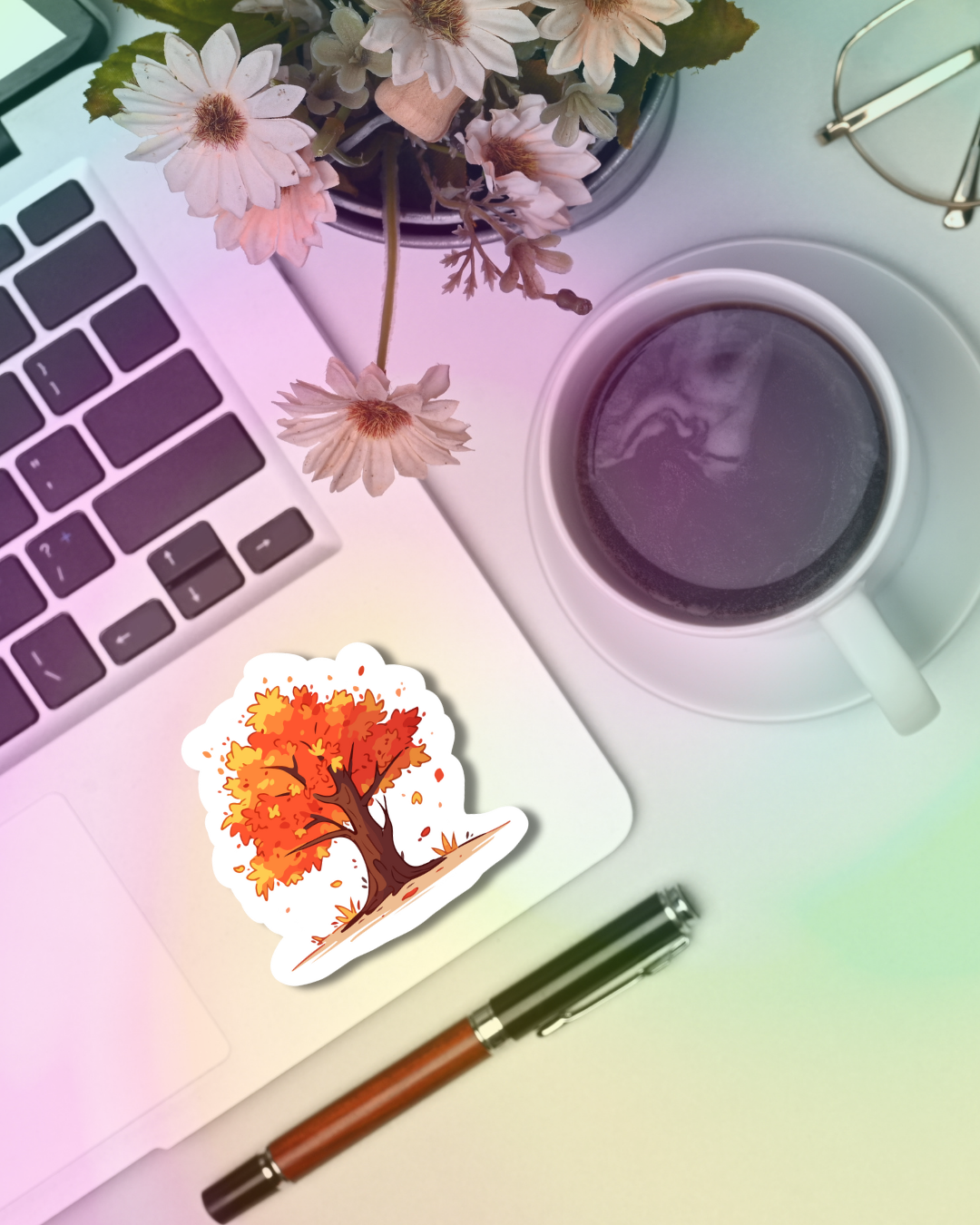 Wavy Autumn Tree Vinyl Sticker