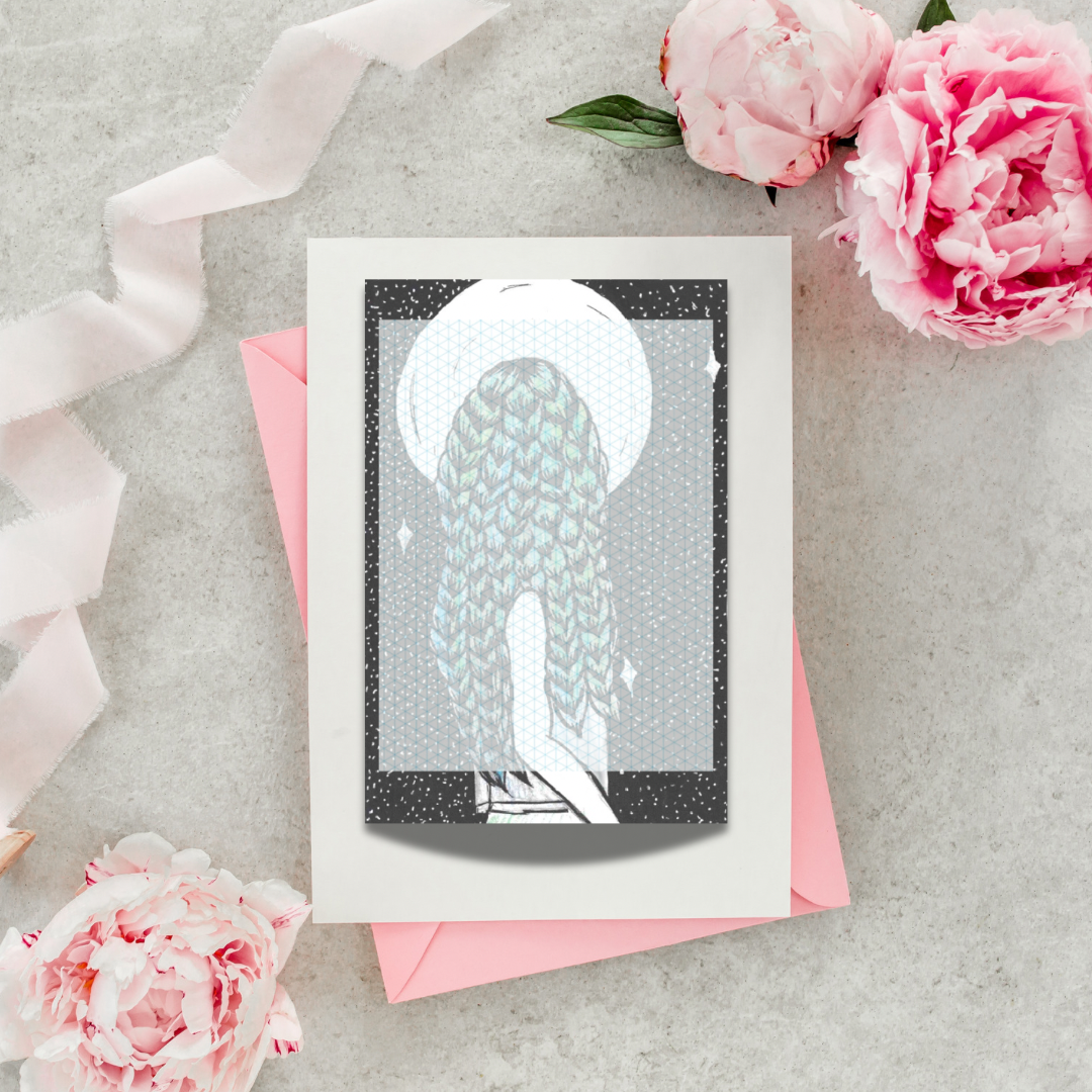 Night Girl Note Pad 4"x 6" 54 Pages Aesthetic Cute Stationery Gift image 0