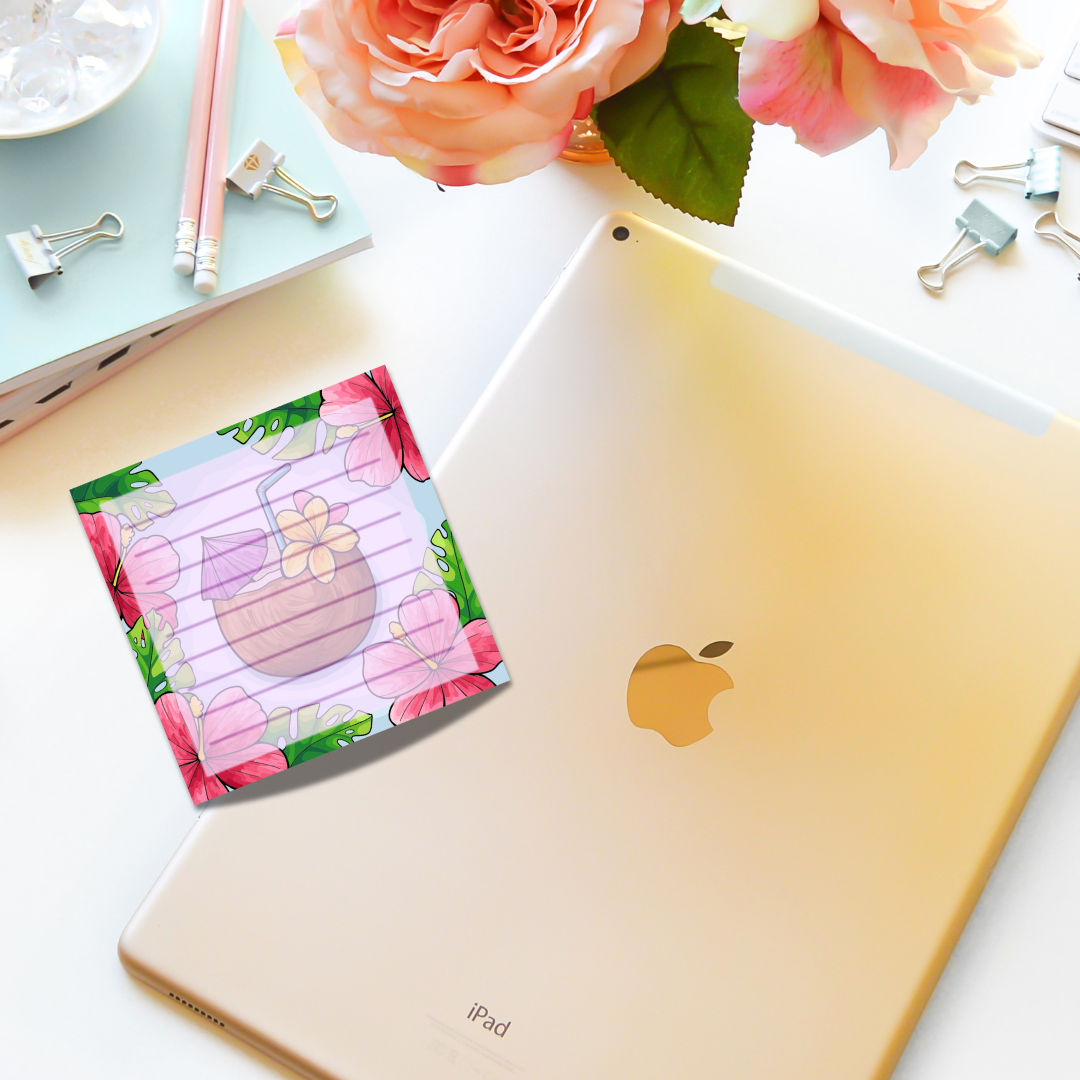 Tropical Coconut Note Pad 3"x 3" 54 Pages Aesthetic Cute Stationery Gift image 2