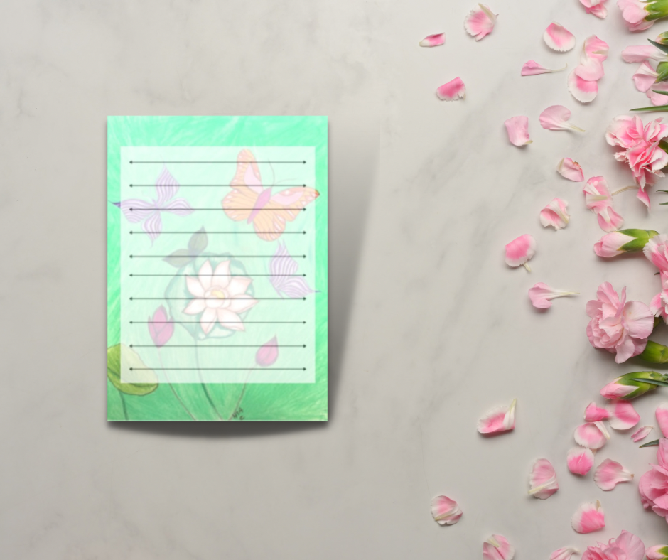 Rose Lotus Blooming Note Pad 2"x 3" 56 Pages Aesthetic Cute Stationery Gift image 1
