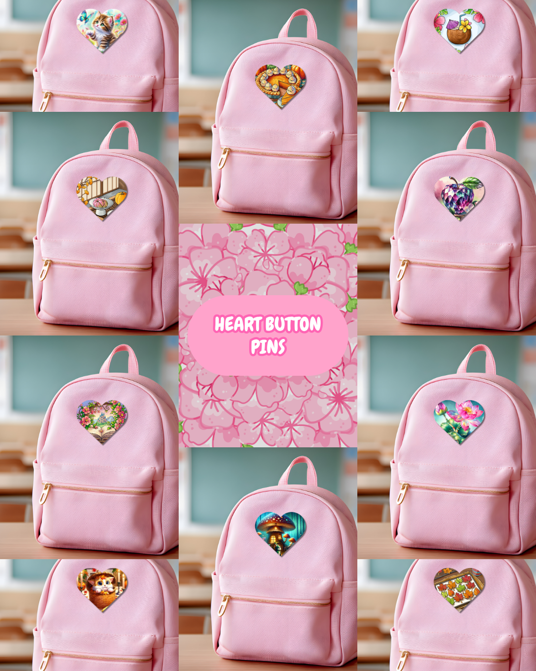 Heart Button Pins