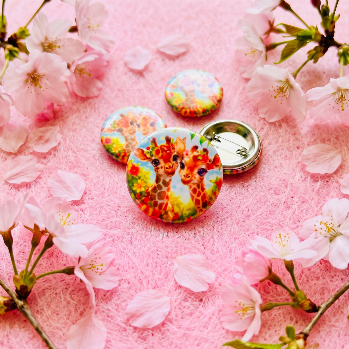 Summer Giraffes Kawaii Button Pin | Cute 1" Mini Badge | Aesthetic Backpack Pin