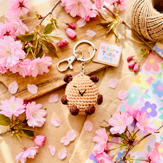 Emotional Support Capybara Handmade Kawaii Crochet Amigurumi Plushie Keychain | Cute Bag Charm & Gift