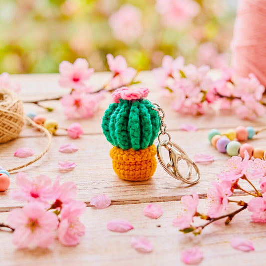 🌸Rose Cactus Handmade Kawaii Crochet Amigurumi Plushie Keychain | Cute Bag Charm & Gift 🌵