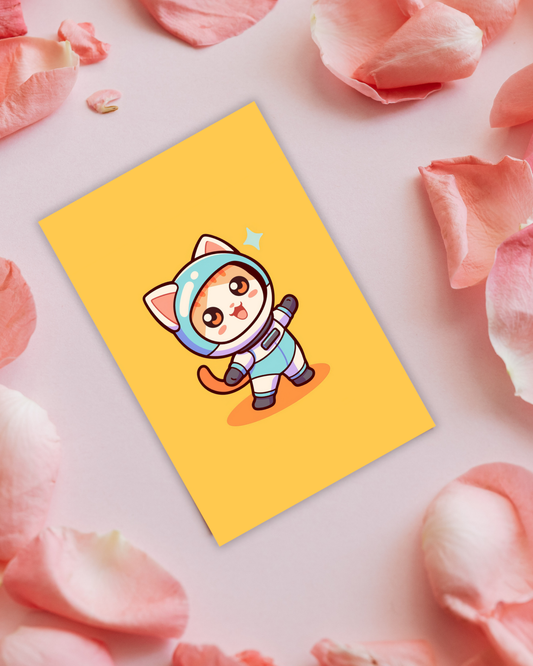 Astronaut Cat Postcard Aesthetic Gift