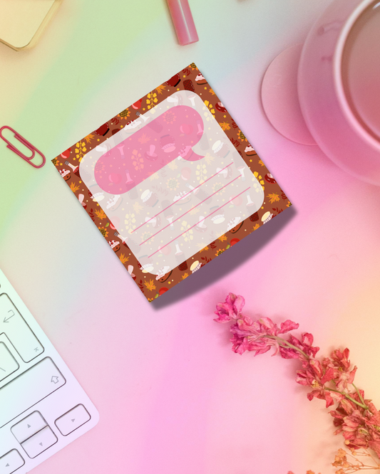 Cozy Autumn Notepad 2.5"x2.5" 50 Pages Aesthetic Cute Stationery Gift