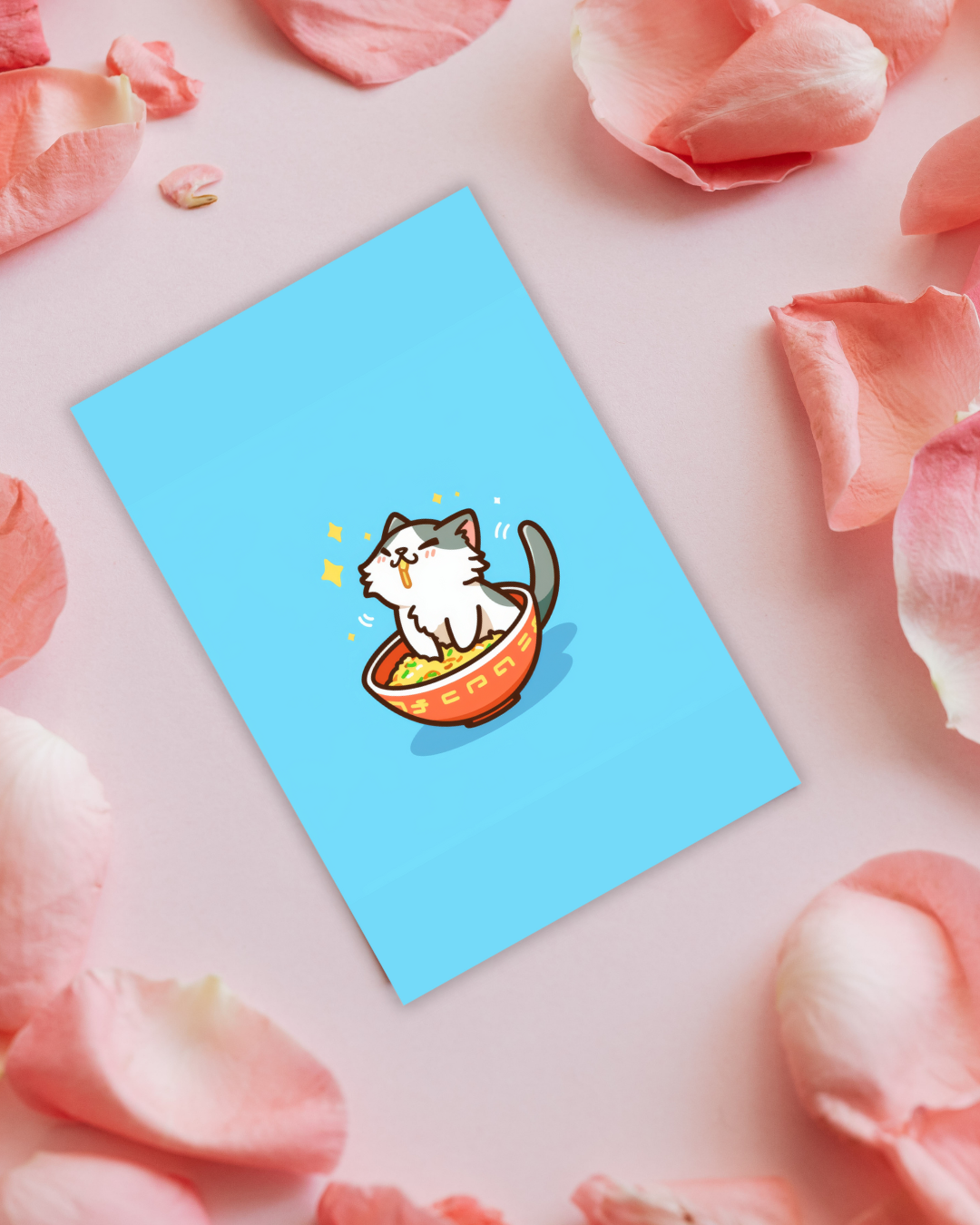 Ramen Blissful Cat Postcard Aesthetic Gift