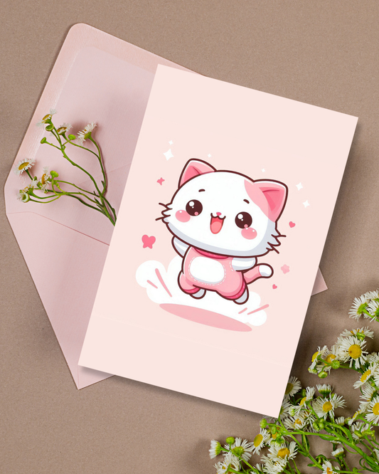 Happy Cat Greeting Card Aesthetic Gift