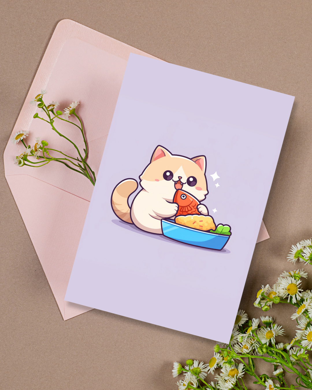 Fish Cat Greeting Card Aesthetic Gift