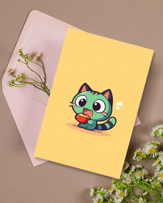 Noodle Cat Greeting Card Aesthetic Gift