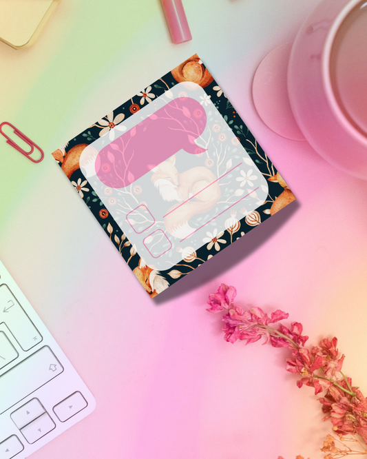 Autumn Fox Notepad 2.5"x2.5" 50 Pages Aesthetic Cute Stationery Gift