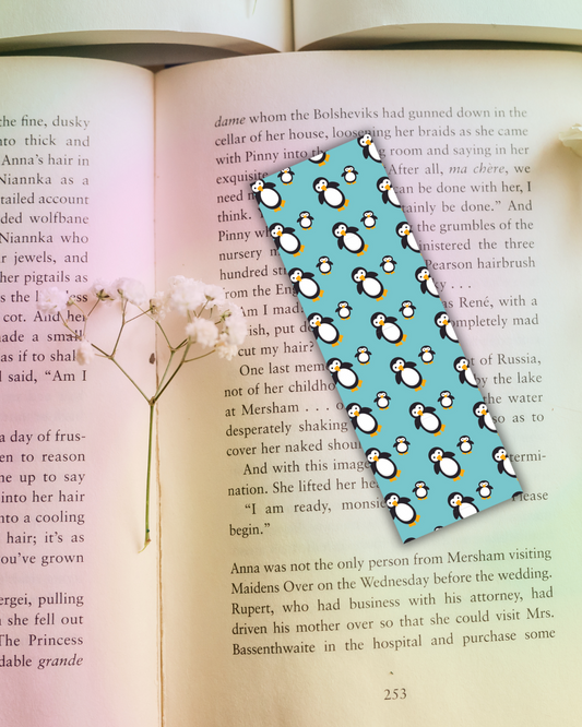 Penguin Blues Bookmark Handmade Bookish Gift