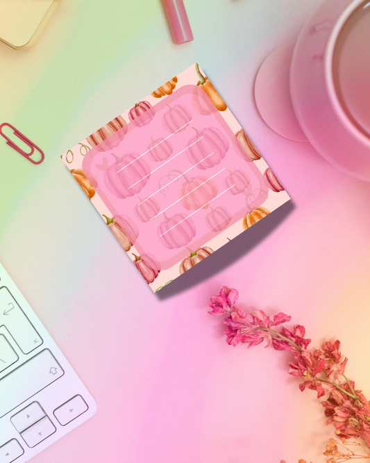 Pumpkin Pastel Notepad 2.5"x2.5" 50 Pages Aesthetic Cute Stationery Gift