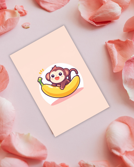 Banana Monkey Postcard Aesthetic Gift