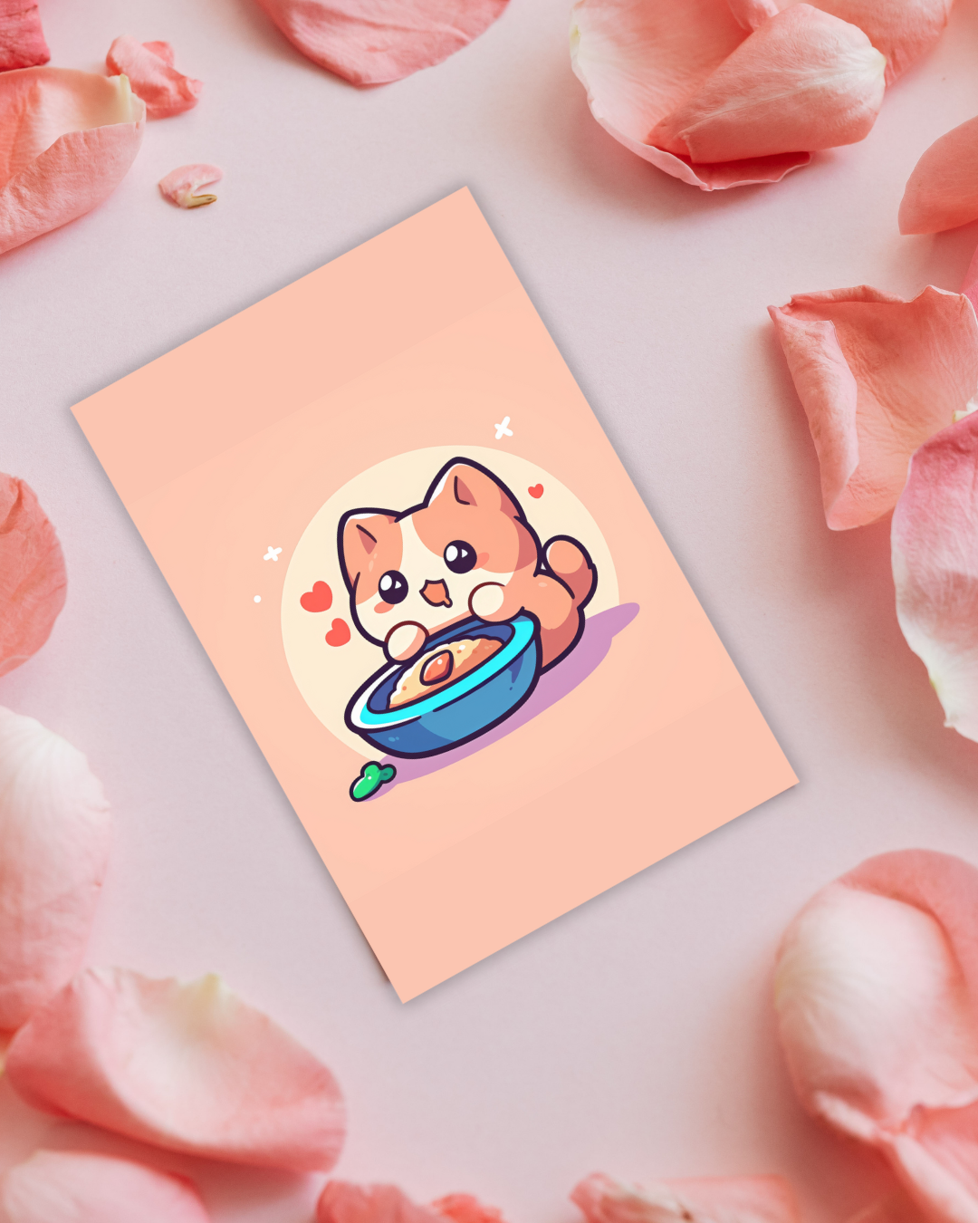 Food Love Cat Postcard Aesthetic Gift