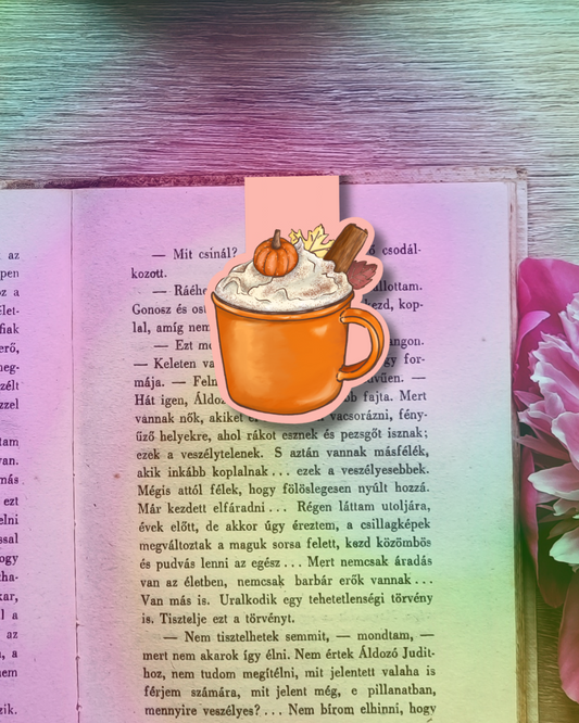Warm Pumpkin Spice Latte Magnetic Bookmark Handmade Bookish Gift