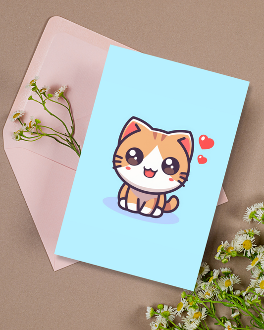 Lovely Cat Greeting Card Aesthetic Gift