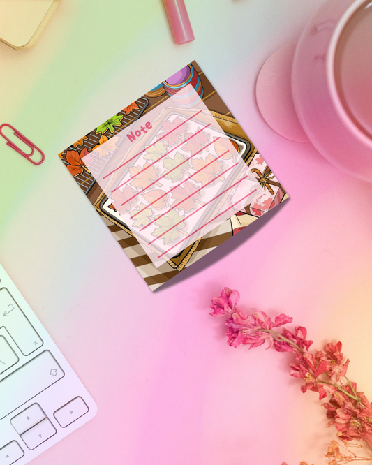 Autumn Bake Platter Notepad 2.5"x2.5" 50 Pages Aesthetic Cute Stationery Gift